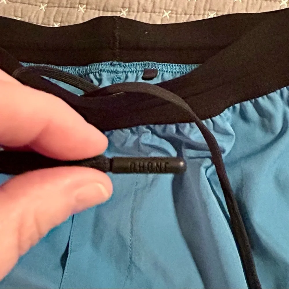 RHONE Men’s Blue Athletic Shorts with Black Waistband Size S